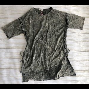 Short sleeve top with lace up detail